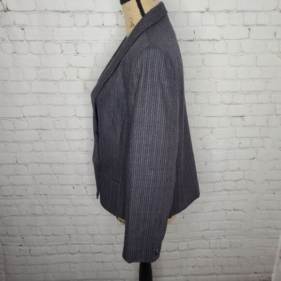 Vintage Striped Blue Wool Tailored Blazer ILGWU Made in USA - Picture 4 of 15